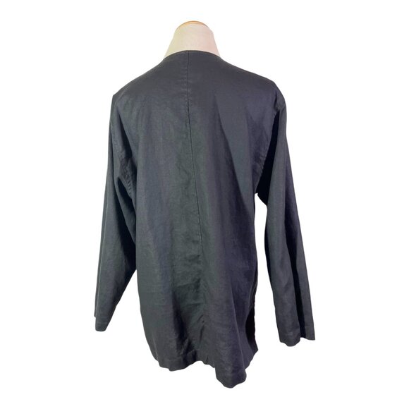 David Dart Size S Button-Front Black Linen Jacket V-Neck - Picture 7 of 9